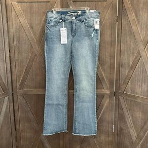Seven7 Starlette Mid Rise Bootcut Jeans 👖 Light Wash Stretch 10 Flap Poc…